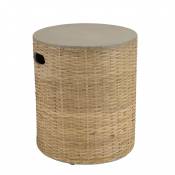 Table d'appoint ronde plateau en béton socle en bambou naturel