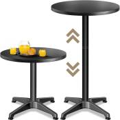 Table de bar bistrot ronde ⌀ 60 cm réglable en hauteur 70 cm / 115 cm 2 en 1 en acier mange debout extérieur Noir - Casaria