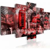 Tableau collage 5 fêtes - 100 x 50 cm - Rouge, gris