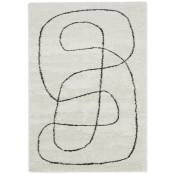 Tapis contemporain à motif organique - Mona - Couleur - Ecru et noir, Dimensions - 120x170 cm