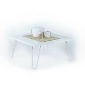 Toscohome - Table basse 60x60 cm avec plateau en bois