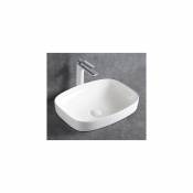 Vasque à poser ou à encastrer en céramique sanitaire KW8083 - 50 x 38 x 14 cm - couleur sélectionnable: Sans bonde Pop Up, Blanc brillant