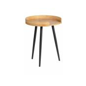 Wenko - Petite table basse ronde, table d'appoint bout de canapé bois, pied métal noir, Bois Bambou, ø 40 x 50 cm, marron - noir