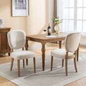 Aafgvc - Ensemble de 2 chaises de salle à manger, chaises rembourrées avec dossier de chaise décoré de clous en cuivre, chaise de salle à manger