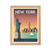 Affiche New York Etats-Unisavec Cadre (Bois) 30x40 cm