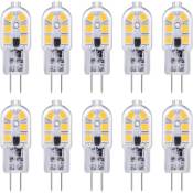 Ampoule led G4 Lot de 10 ampoules led G4 12 v 2 w blanc froid 6000 k, 12 led, remplacement pour ampoule halogène G4 10 W-20 w, 200 lm, ac dc 12 v G4