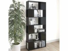 Bibliothèque de séparation meuble de rangement | meuble étagère noir brillant 80x24x186 cm aggloméré meuble pro frco89239