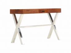 Bureau table meuble travail informatique bois d'acacia et finition en sesham 110 cm helloshop26 0502092