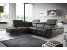Canapé d'angle relax en 100% tout cuir épais de luxe italien avec relax électrique, 5/6 places kaster, anthracite, angle gauche