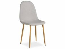 Chaise de salle à manger cuisine confortable et moderne en tissu gris pieds métal aspect bois cds06004