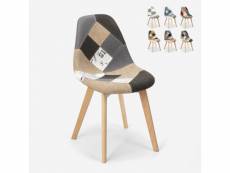 Chaise patchwork design nordique bois et tissu cuisine