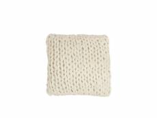 Coussin tricote carre acrylique blanc - l 40 x l 40