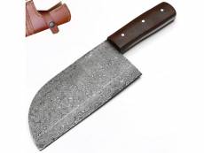 Couteau avec lame de 16 cm en acier damas noir