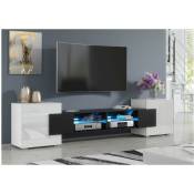Dusine - meuble tv pablo 230 cm avec led Noir Mat et