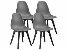 [en.casa] set de 4 chaises design chaise de cuisine chaise de salle à manger plastique gris et noir 83 x 54 x 48 cm