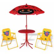 Ensemble 2 Chaises et 1 Table pour enfant avec parasol ajustable camping extérieur terrasse balcon