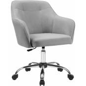Fauteuil de bureau, Chaise pivotante confortable, Siège ergonomique, réglable en hauteur, charge 120 kg, cadre en acier, tissu imitation lin, pour