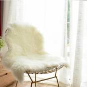 Galette de chaise de luxe en fausse peau de mouton douce, coussin de siège, tapis en fourrure pour chambre à coucher, 60x90CM, blanc - White