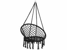 Hamac suspendue fauteuil relax chaise de jardin 1 place capacité 150 kg en coton noir helloshop26 20_0000673