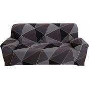 Housse de canapé élastique trois places avec housse de canapé accoudoir (noir, gamme trois places 185-230cm) - black