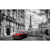 Hxadeco - Affiche noir et blanc paris voiture, 60x40cm - made in France - Gris