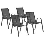 Idmarket - Lot de 4 chaises de jardin lyma métal et textilène empilables gris anthracite - Gris