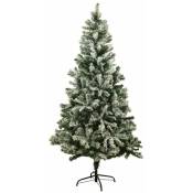 La Boutique De Noel - Sapin de Noël artificiel vert enneigé blanc Blooming - Arbre pour décoration de Noël avec support métallique Vert 180 cm - Vert