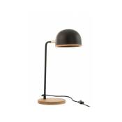 Lampe De Bureau Evy Metal/Bois Noir/Naturel - l 23 x l 18 x h 48 cm - Noir