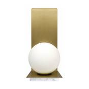 Lampe de table en verre dorée globe blanc 11 x 26,5 cm Bohème - Elements Lighting