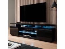 Meuble tv noir brillant 180 cm à led zohra - led: