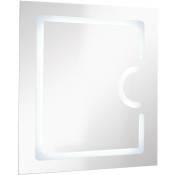 Miroir rétro-éclairant nevis - Argent - 60x80cm - Verre - Rond grossissant - Gris