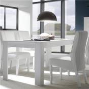 Nouvomeuble Table à manger design blanc laqué mat