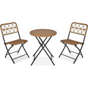 Outsunny - Ensemble bistro de jardin 3 pièces pliantes style cosy 2 chaises + table résine tressée beige acier époxy noir - Beige