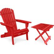 Pack Chaise d'extérieur et Table d'extérieur et de jardin - Bois - Alana Rouge - Bois de pruche - Rouge