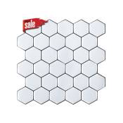 Papier Peint Carrelage Autocollant Hexagone blanc 30 x 30 cm Style Mosaïque Sticker Mural Film Décoratif Imperméable pour Carreaux de Mur de Salle de