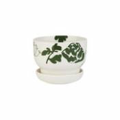 Pot de fleurs Elokuun / Avec soucoupe - Ø 13,5 x H 11 cm - Marimekko blanc en céramique
