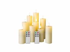 Rebecca mobili set de 9 fausses bougies led, bougies electriques, télécommande incluse, ivoire RE6646