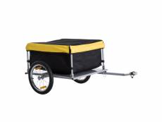 Remorque de transport vélo cargo barre d'attelage incluse housse amovible 4 réflecteurs charge max. 40 kg noir jaune
