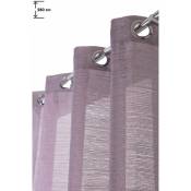 Rideau 140 x 280 cm à Oeillets Grande Hauteur Mat Trame Effet Pointillés Violet - Violet