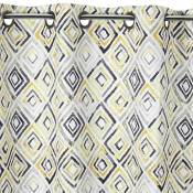 Rideau obscurcissant motifs géométriques losanges - Jaune - 145 x 260 cm