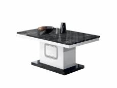 Robbie - table basse rectangulaire plateau effet marbre noir