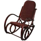 Rocking-chair, fauteuil à bascule M41, imitation noyer, tissu marron