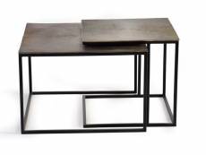 Set de 2 tables basses coloris noir et bronze en métal