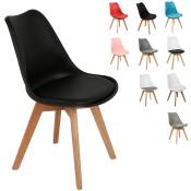 Skecten - Lot de 4 chaises scandinaves avec coussins d'assise et pieds en bois massif - noir