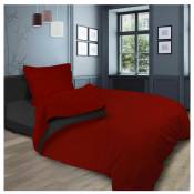 Soleildocre - Parure de lit en coton lavé 180x290 cm bicolore rouge/anthracite - Bicolore