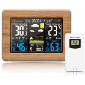 Station météo sans fil avec baromètre/prévisions météo/alarme, écran couleur intérieur/extérieur multifonction horloge thermomètre hygromètre - Ccykxa
