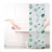 Store de baignoire, 60 x 240 cm, rideau de douche hydrofuge, plafond & fenêtre, pare-bain, blanc/vert - Relaxdays