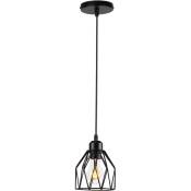 Suspension Luminaire Moderne E27 Lampe de Plafond Abat-Jour en Métal pour Chambre Salon Café sans Ampoule Noir - Noir