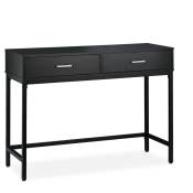 Table console, meuble d'appoint 2 tiroirs, hlp 81 x 110 x 42 cm, étroit, couloir & salon, gain de place, noir - Relaxdays