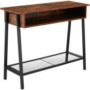 Table Console Style industriel 100 x 35 x 80,5 cm - Bois foncé industriel, rustique